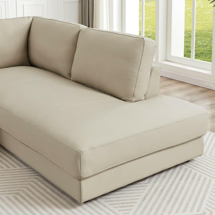 Glander Cream Leather Sectional Sofa (Right Facing).