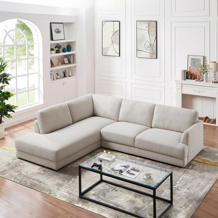 Glander Cream Linen Sectional Sofa (Left Facing).