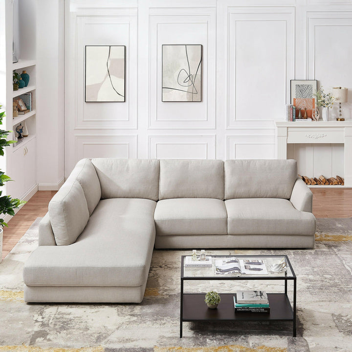 Glander Cream Linen Sectional Sofa (Left Facing).