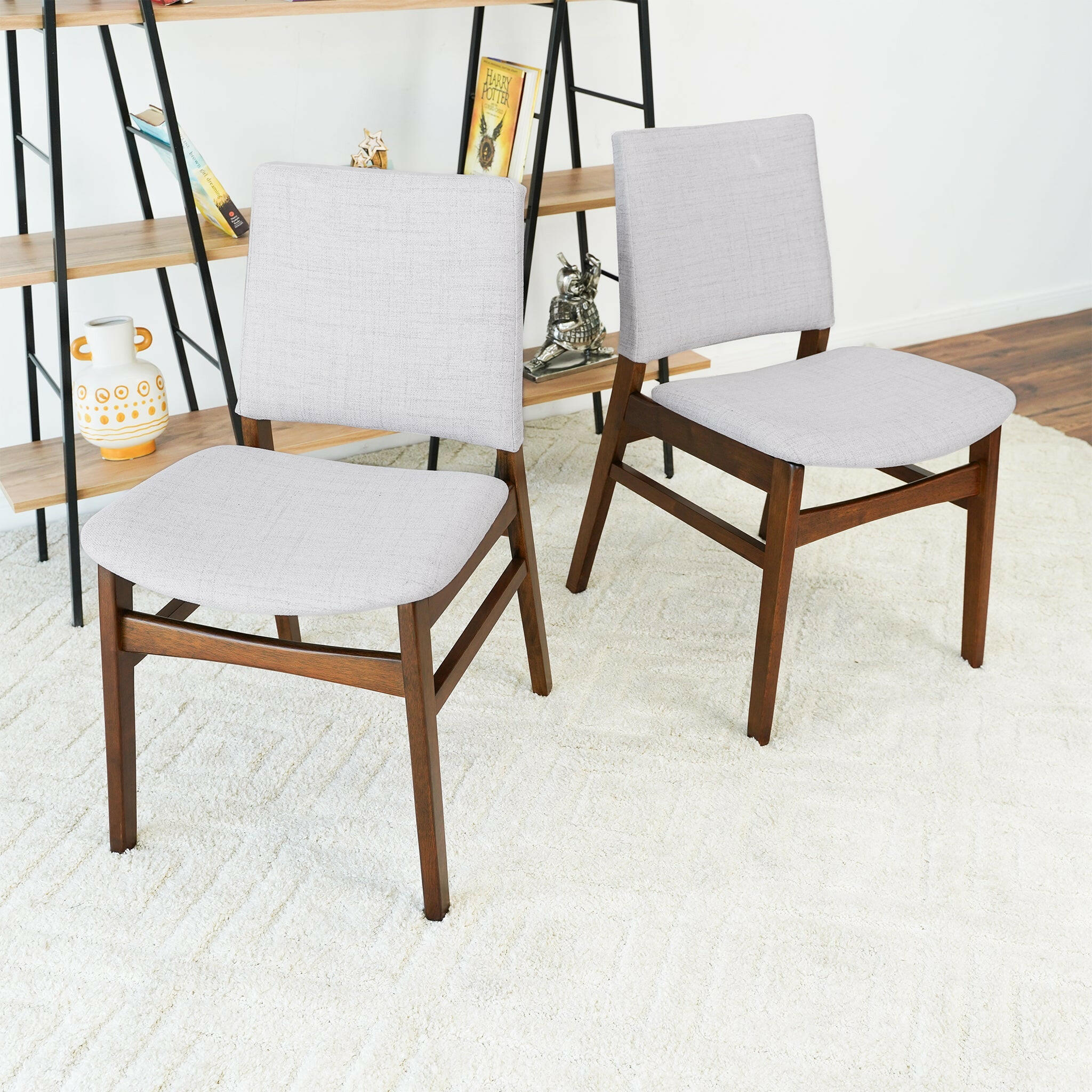 Gusto Fabric Dining Chair In Light Gray (Set Of 2).