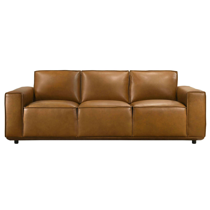 Hanky Genuine Tan Leather Sofa.