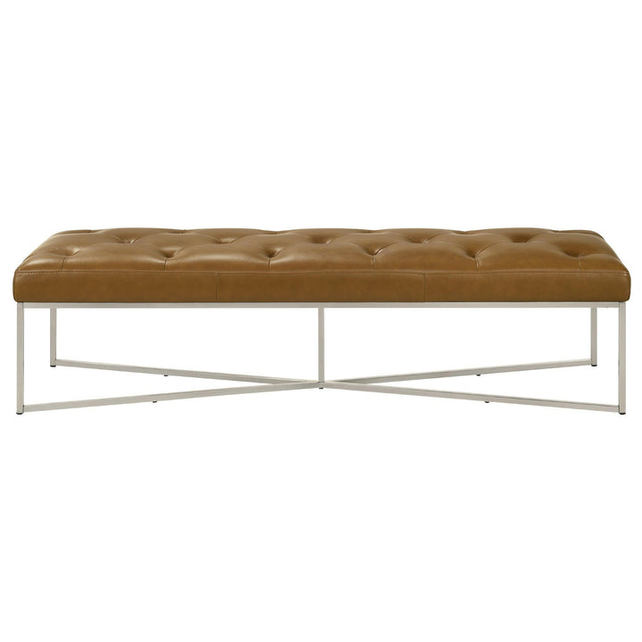 Harper Tan Leather Bench.