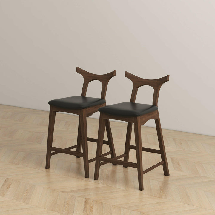 Hester Solid Wood Upholstered Square Bar Chair (Set Of 2).