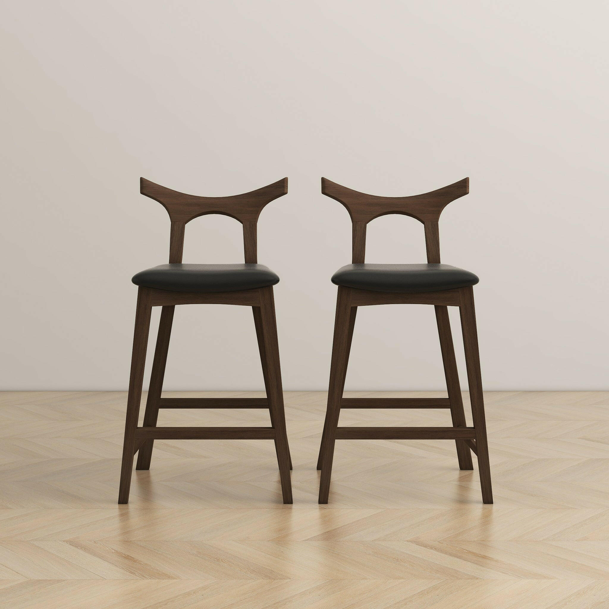 Hester Solid Wood Upholstered Square Bar Chair (Set Of 2).