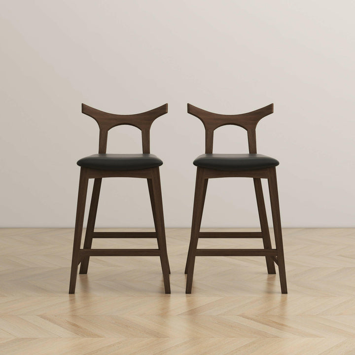 Hester Solid Wood Upholstered Square Bar Chair (Set Of 2).