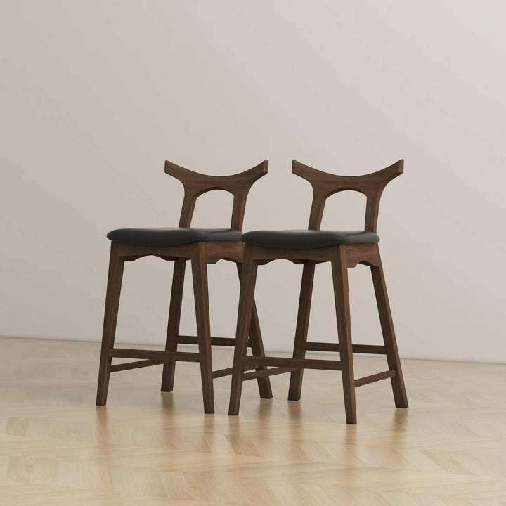 Hester Solid Wood Upholstered Square Bar Chair (Set Of 2).