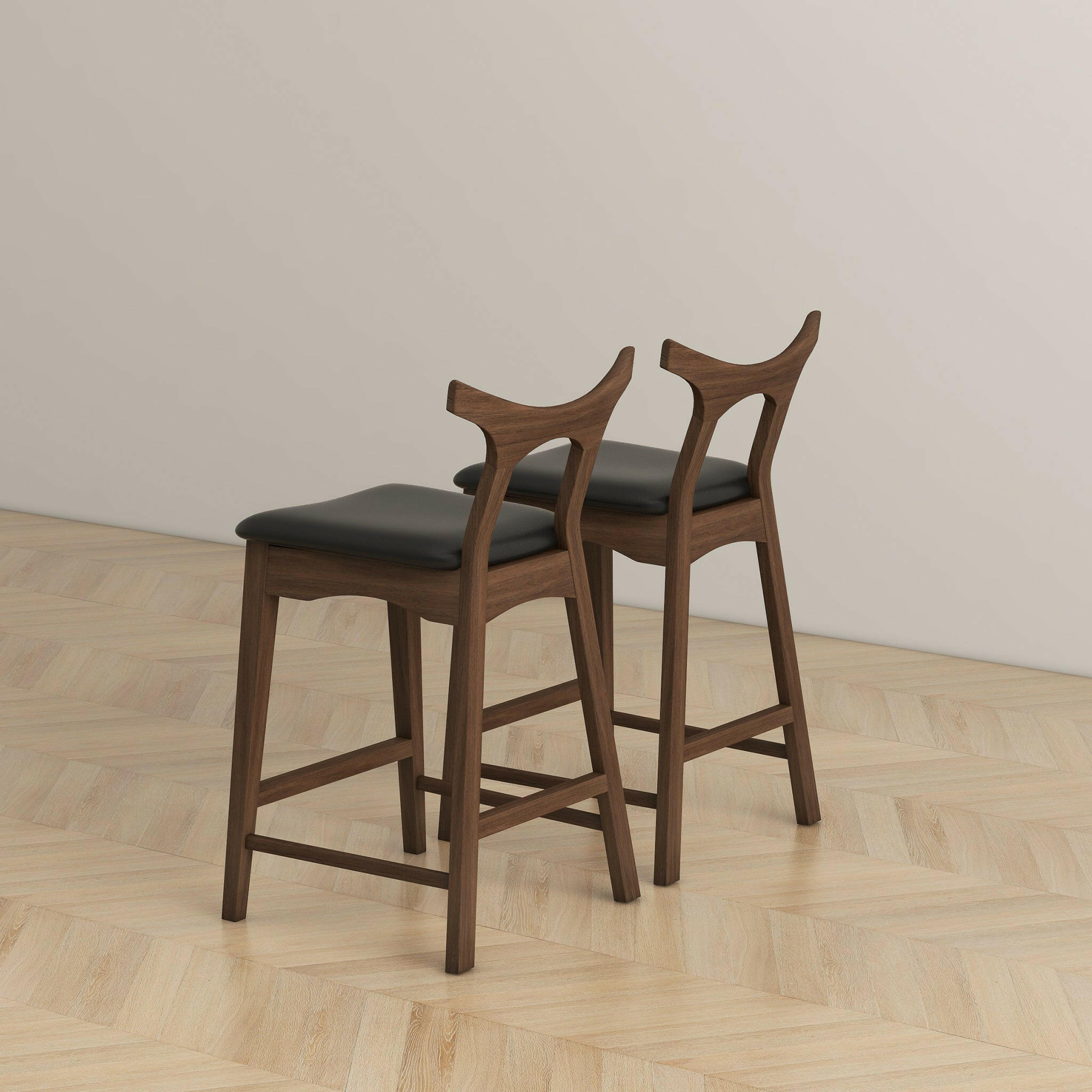 Hester Solid Wood Upholstered Square Bar Chair (Set Of 2).