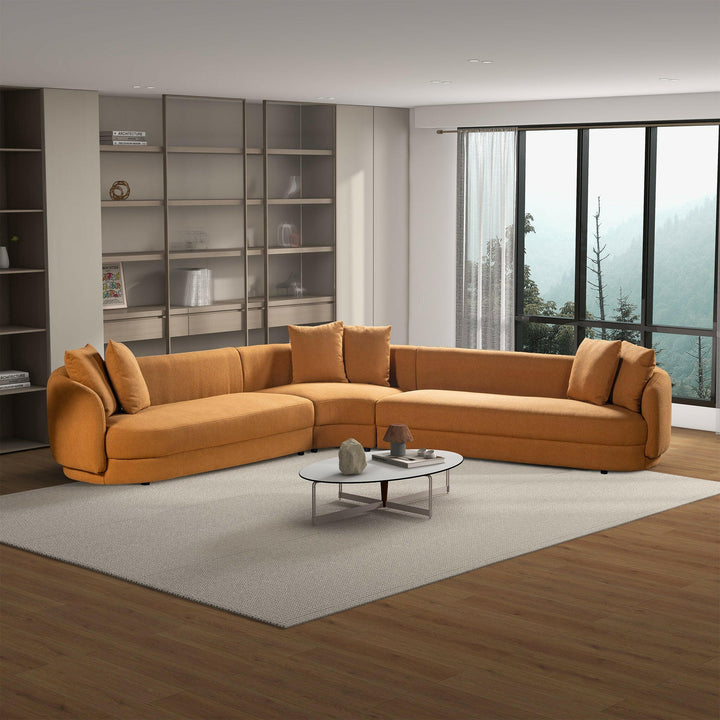 Highline Cognac Boucle Corner Sofa.