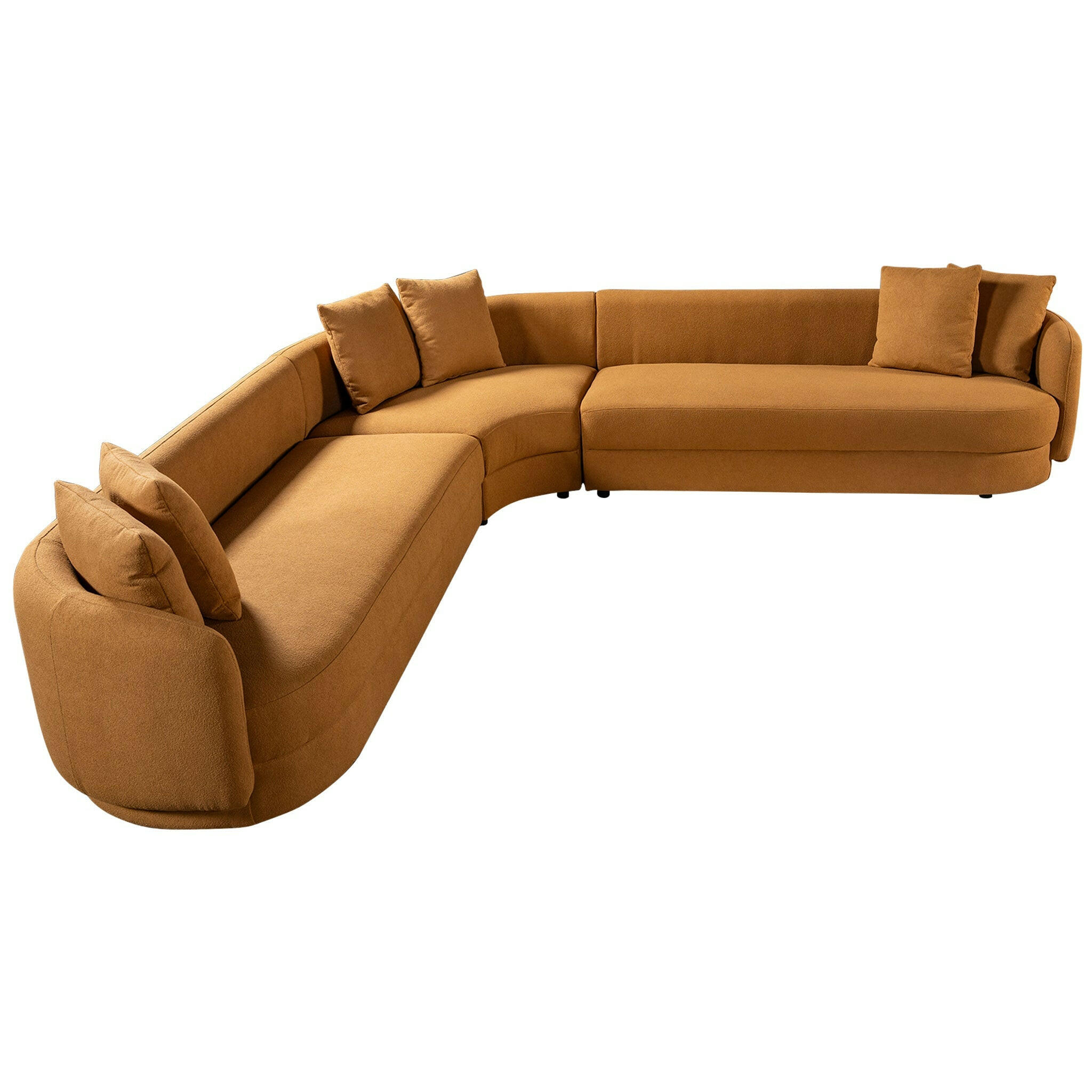 Highline Cognac Boucle Corner Sofa.