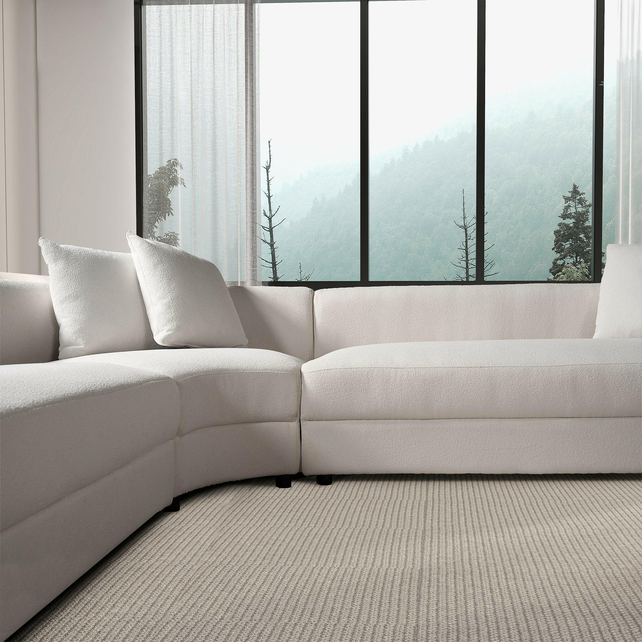 Highline Cream Boucle Corner Sofa.