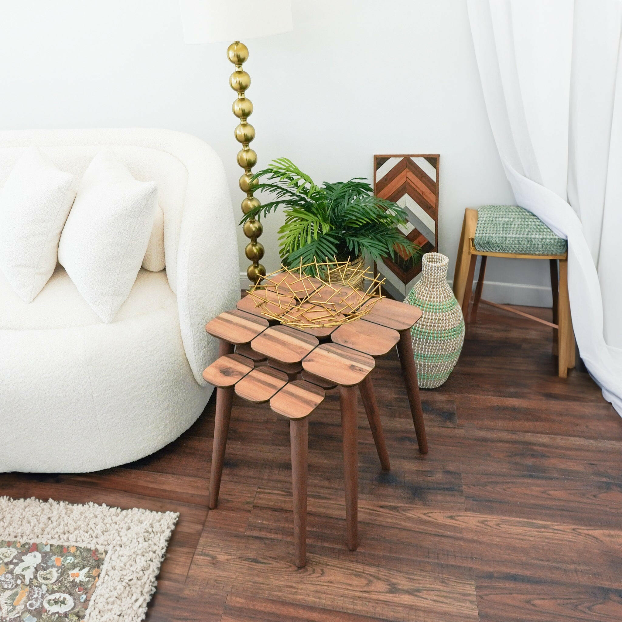 Hilson Walnut Nesting Table.