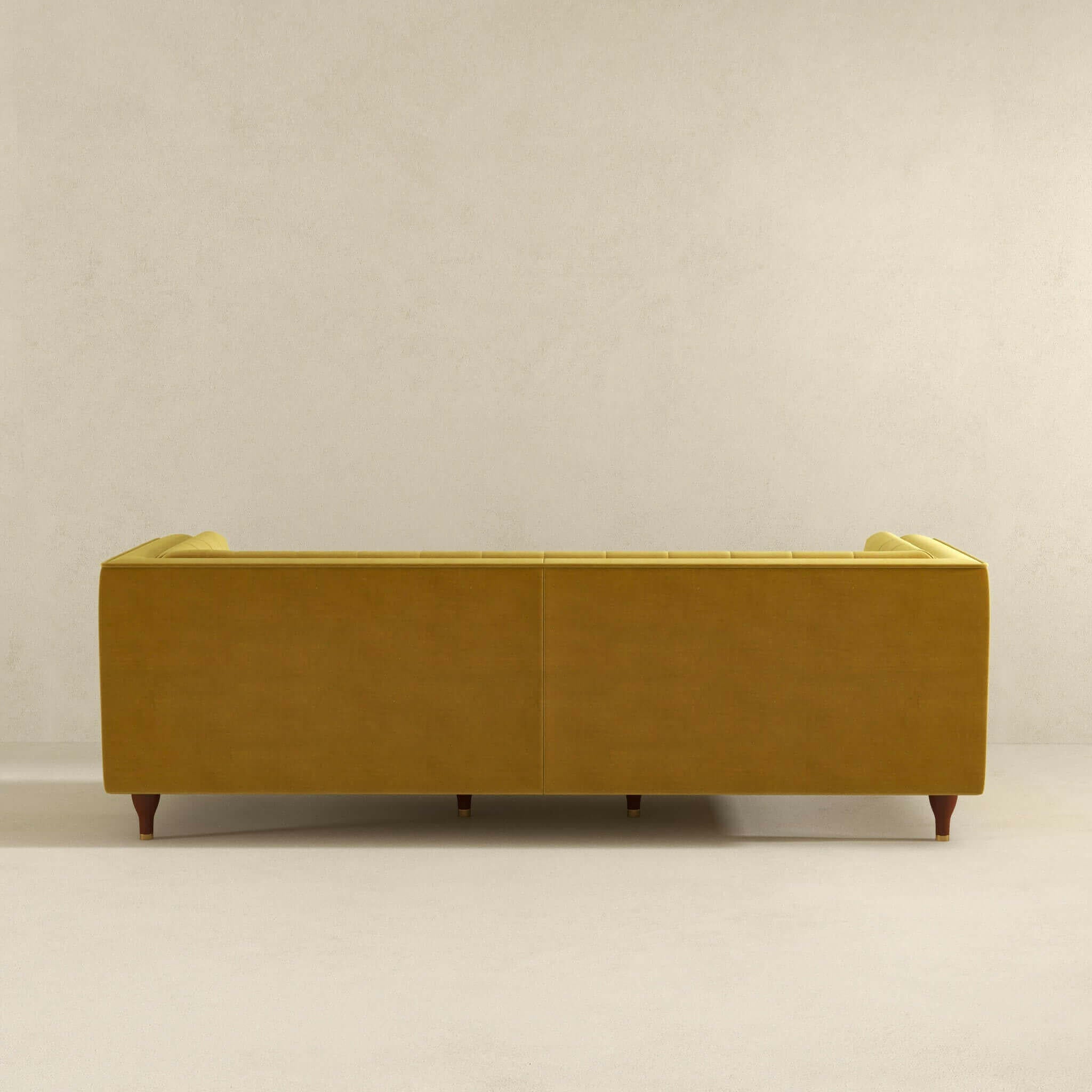 Evelyn Mid Century Modern Yellow Velvet Luxury Chesterfield Sofa.