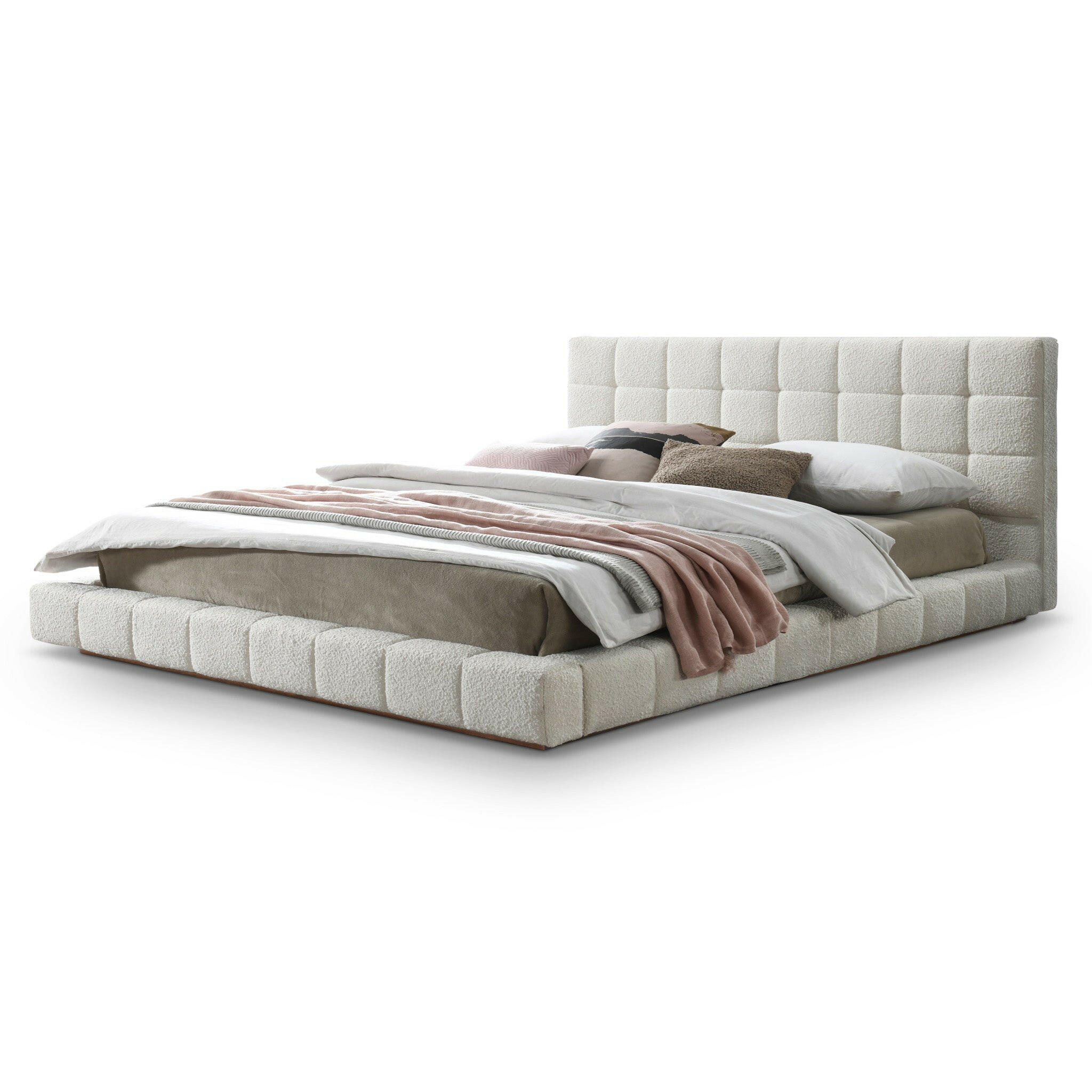 Hudson Ivory Boucle King Bed.