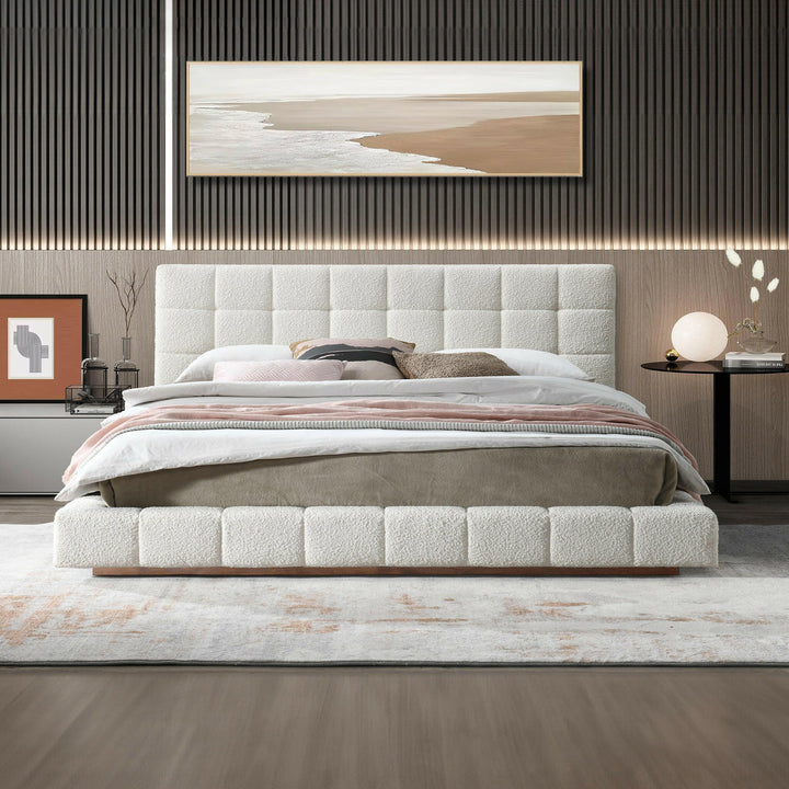 Hudson Ivory Boucle King Bed.