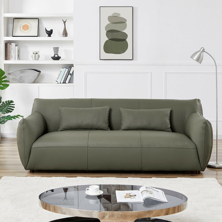 Hughes Olive Green Leather Sofa.