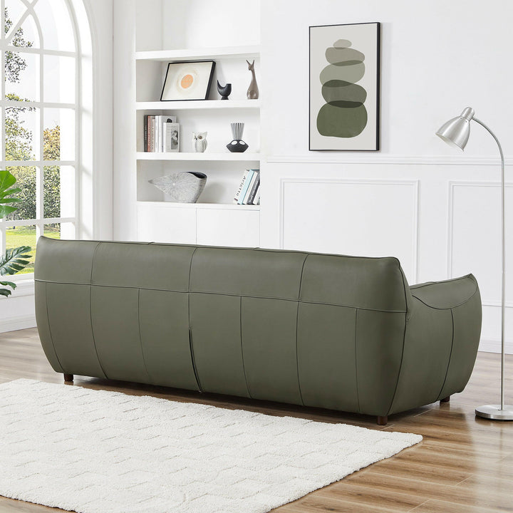 Hughes Olive Green Leather Sofa.