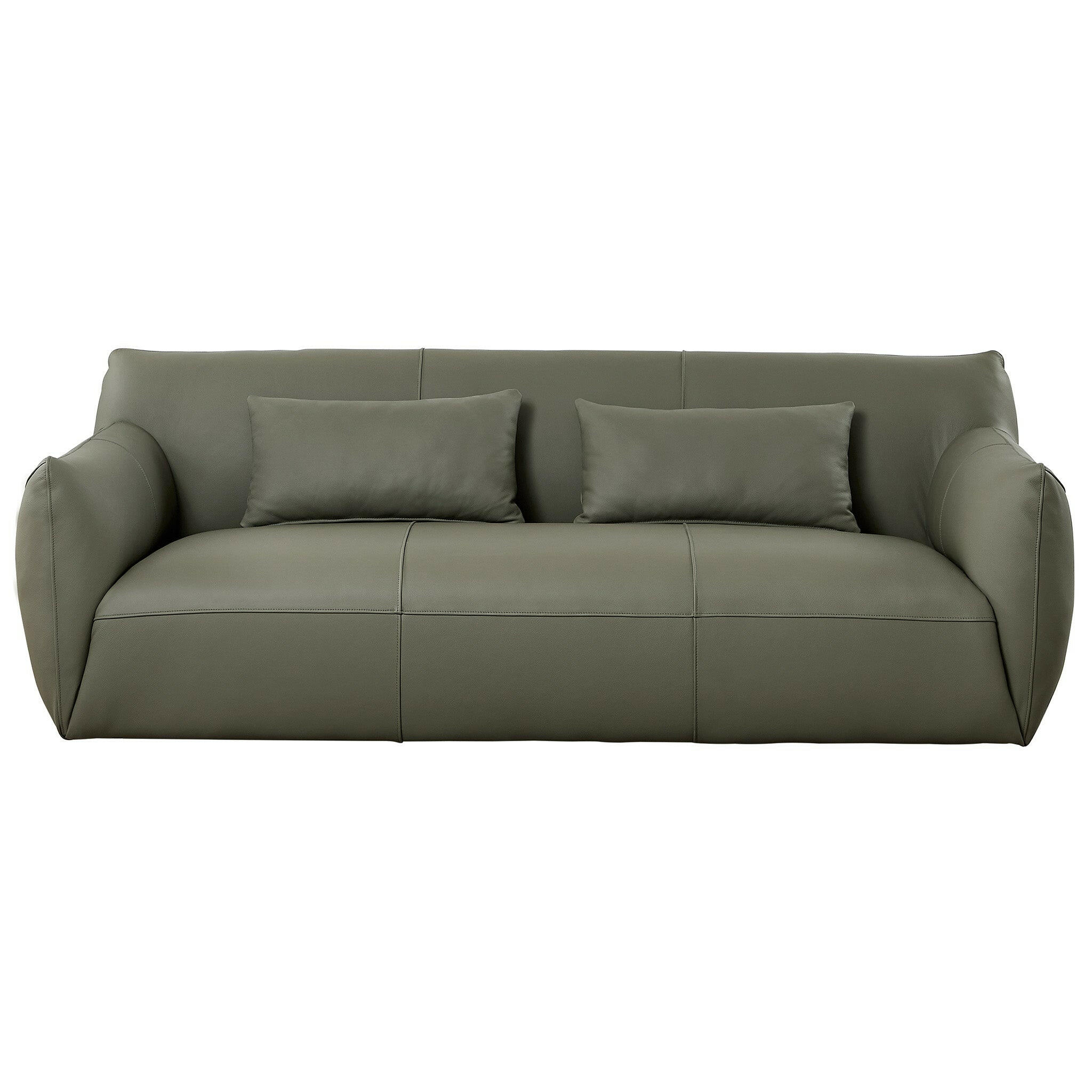 Hughes Olive Green Leather Sofa.