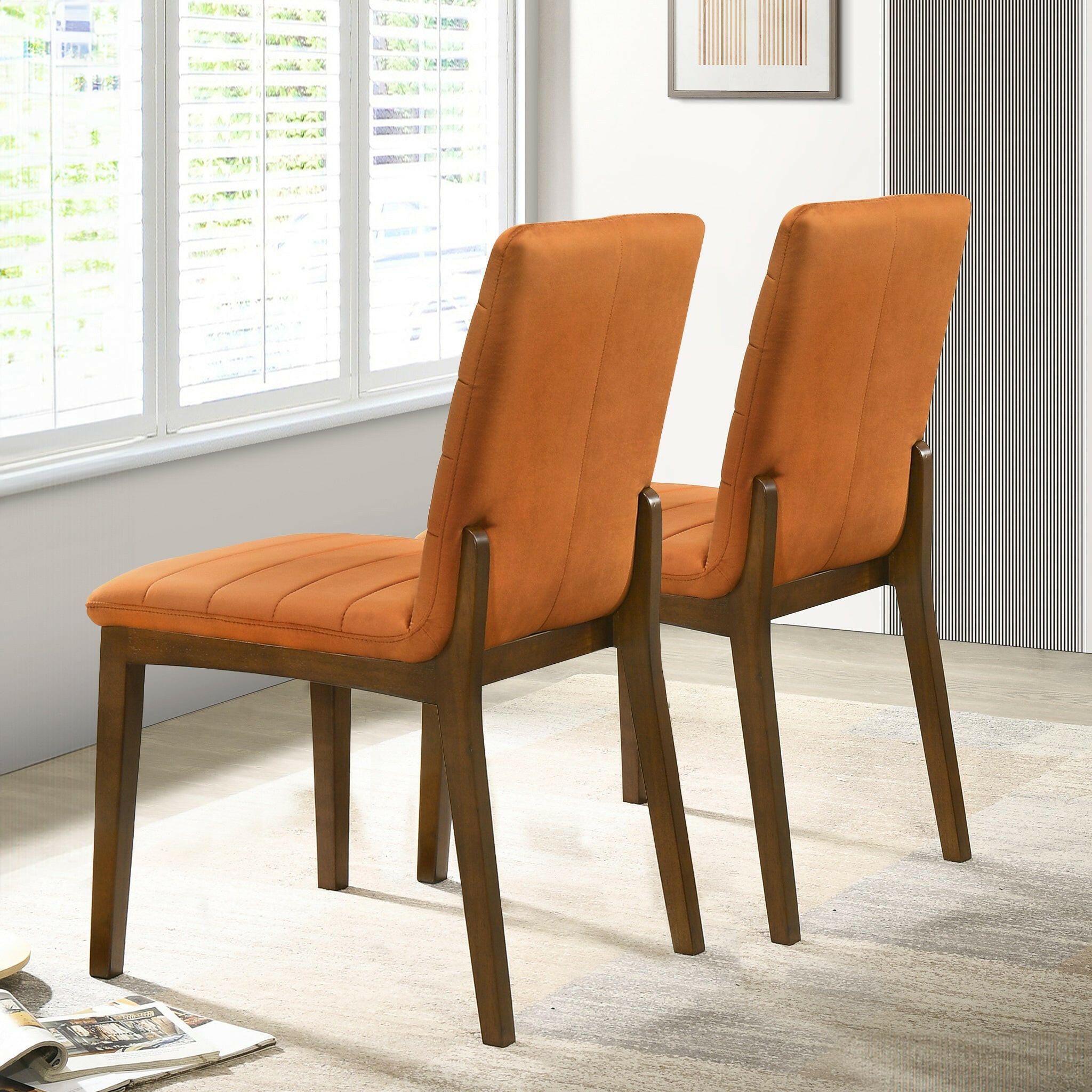 Ines Burnt Orange Velvet Dining Chair (Set Of 2).