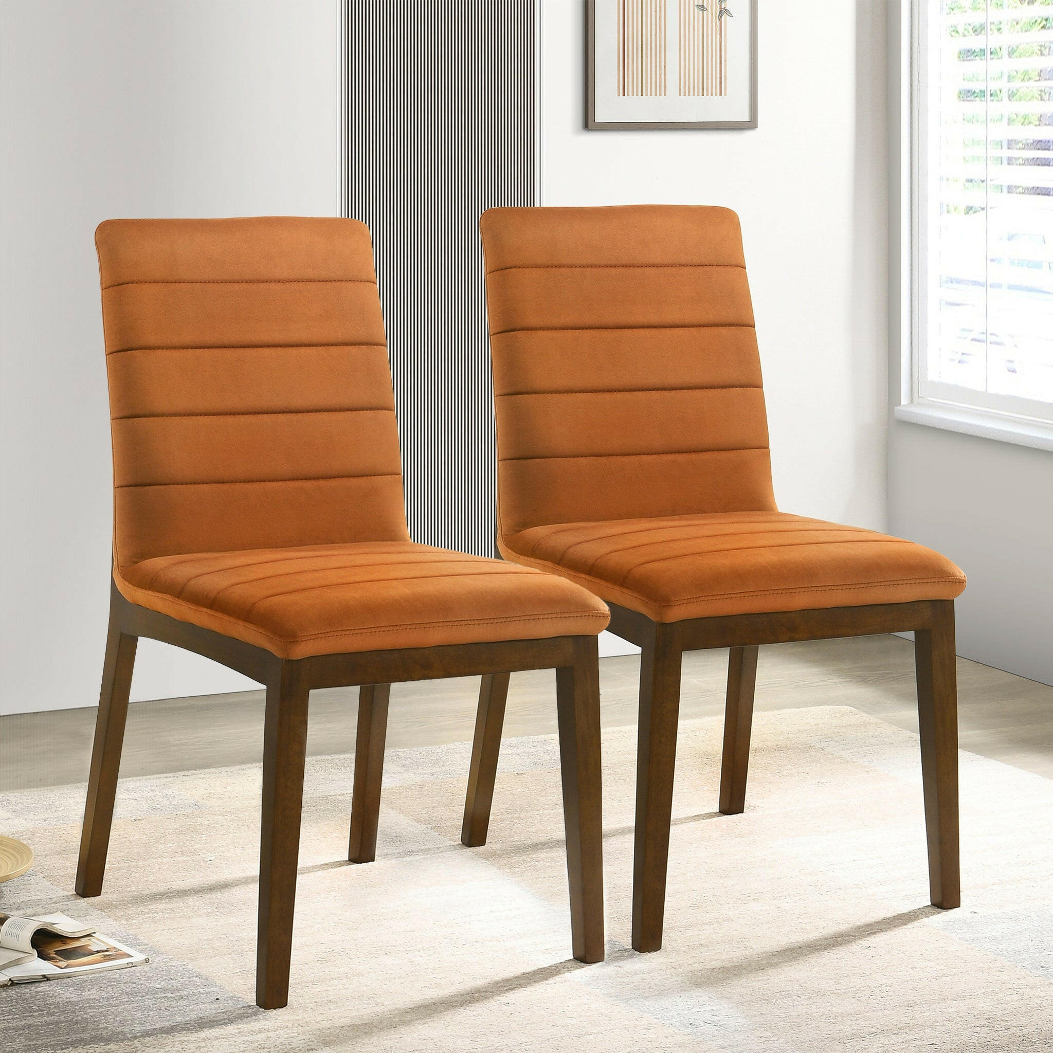 Ines Burnt Orange Velvet Dining Chair (Set Of 2).