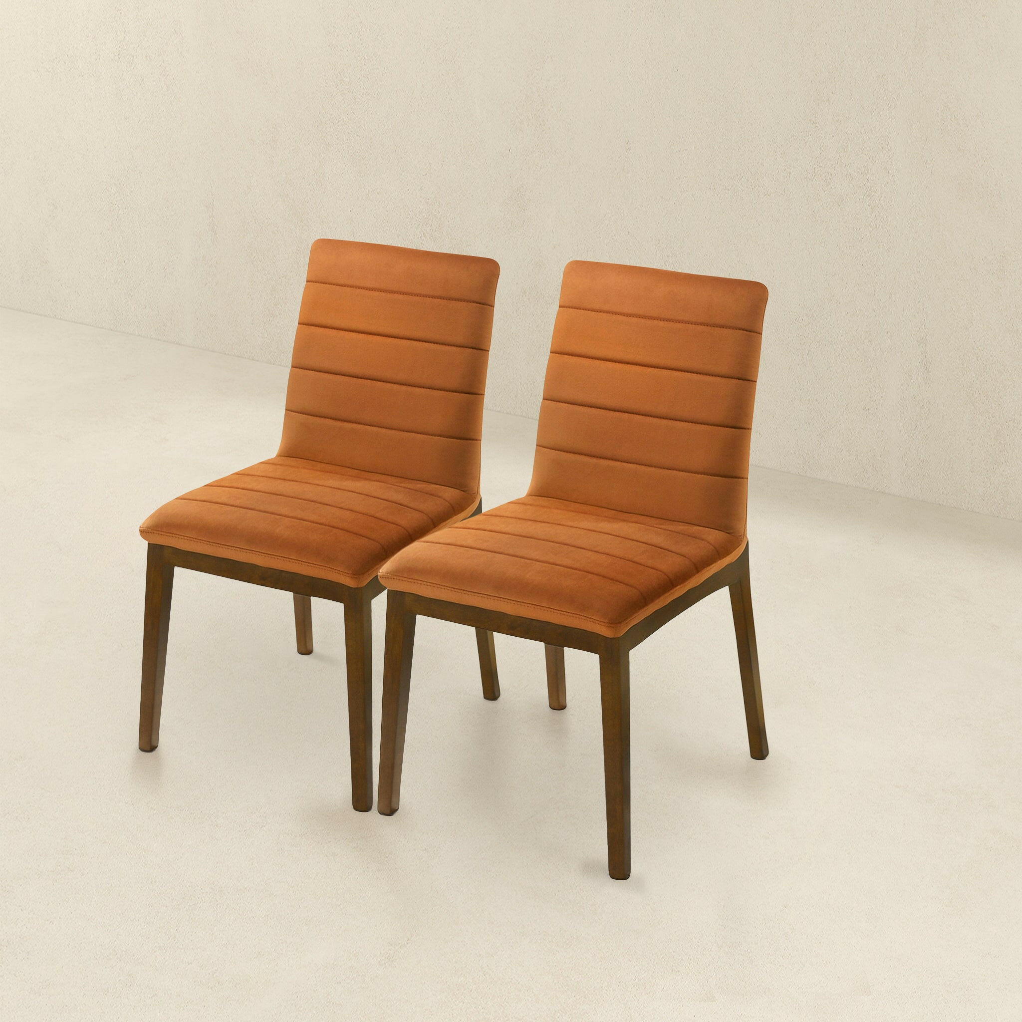 Ines Burnt Orange Velvet Dining Chair (Set Of 2).