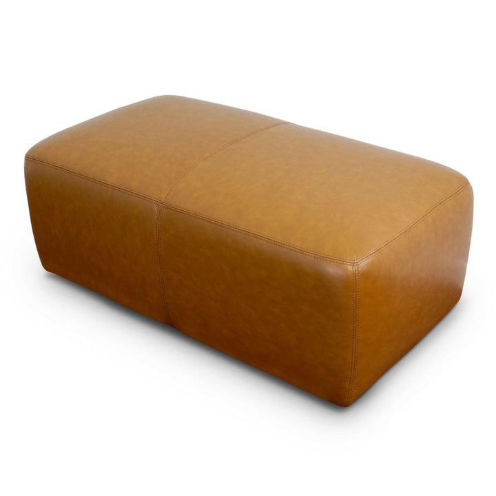 Ingram Tan Leather Ottoman.