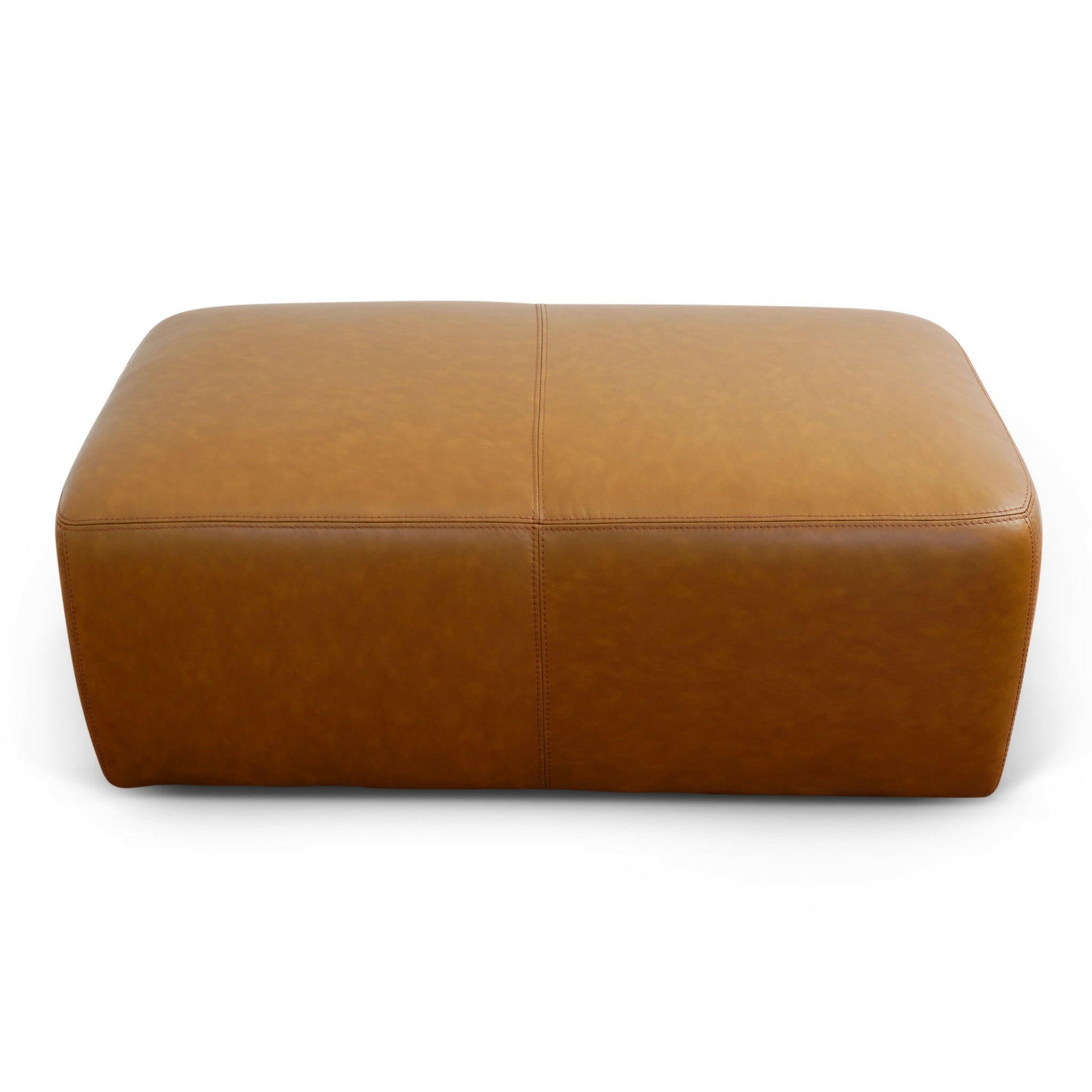 Ingram Tan Leather Ottoman.