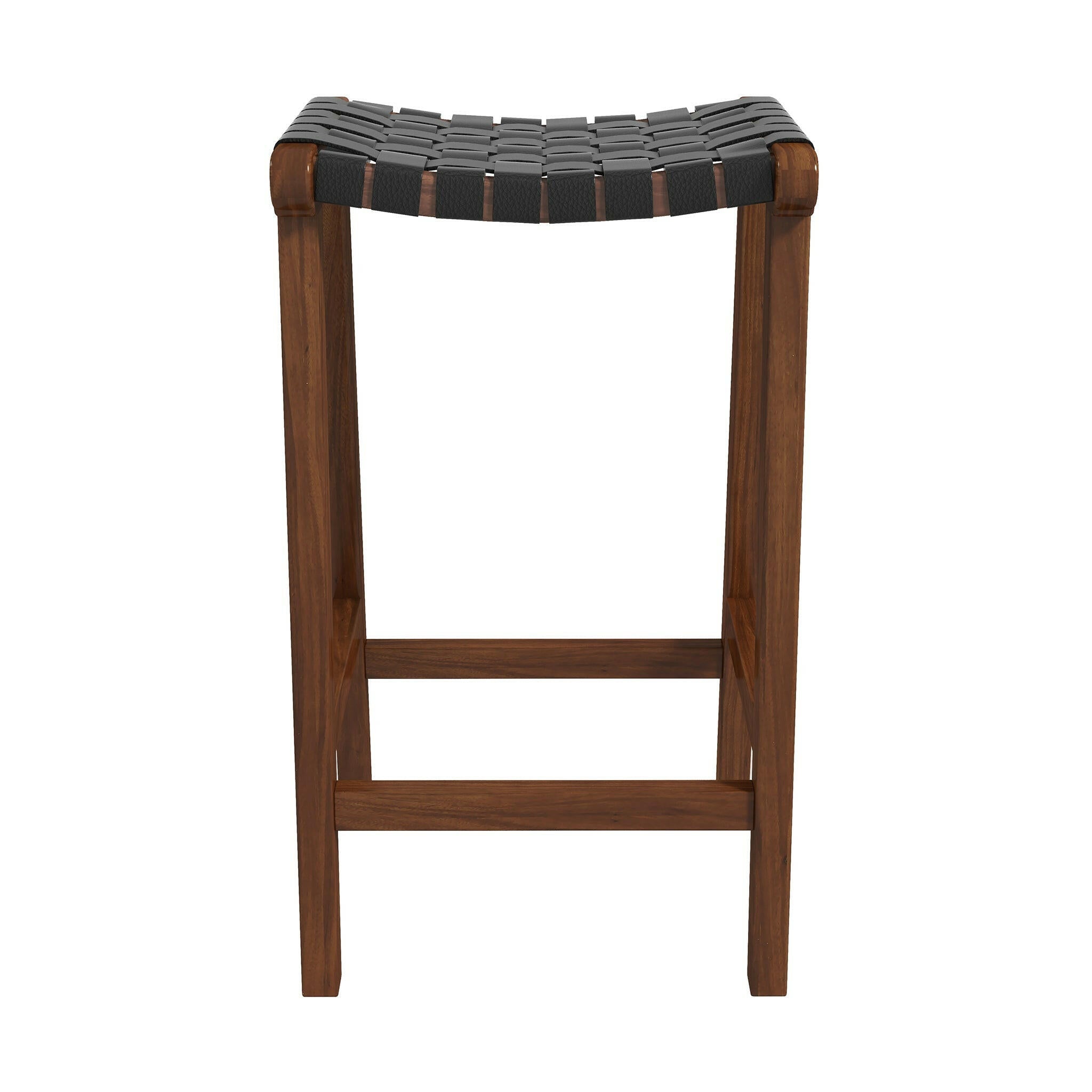 James Mid-Century Modern Genuine Black Leather 24.5" Counter Stool.