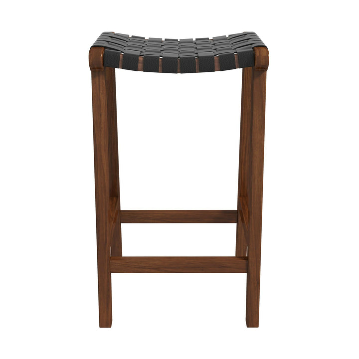 James Mid-Century Modern Genuine Black Leather 24.5" Counter Stool.