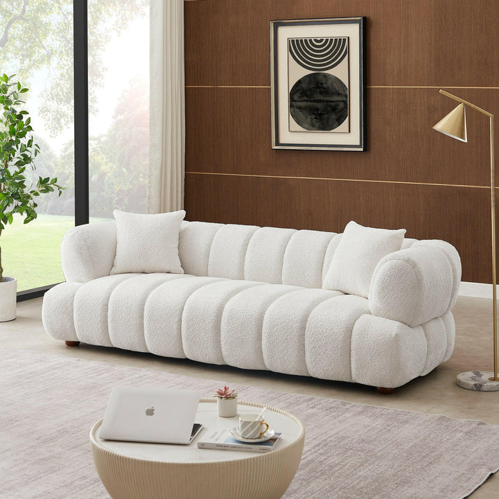 Jasmin 89.7" Cream Boucle Sofa.