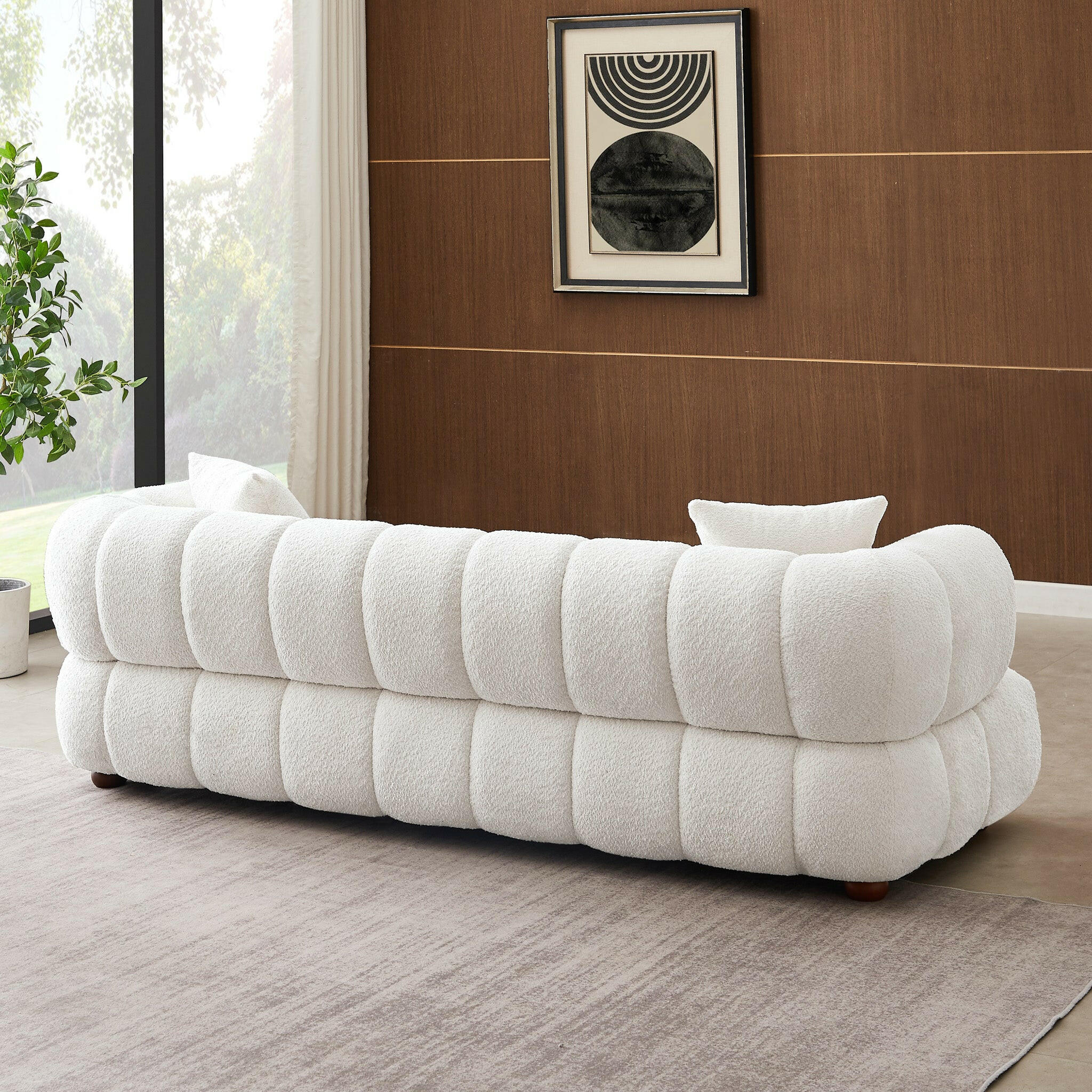 Jasmin 89.7" Cream Boucle Sofa.