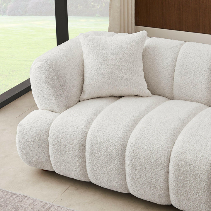 Jasmin 89.7" Cream Boucle Sofa.