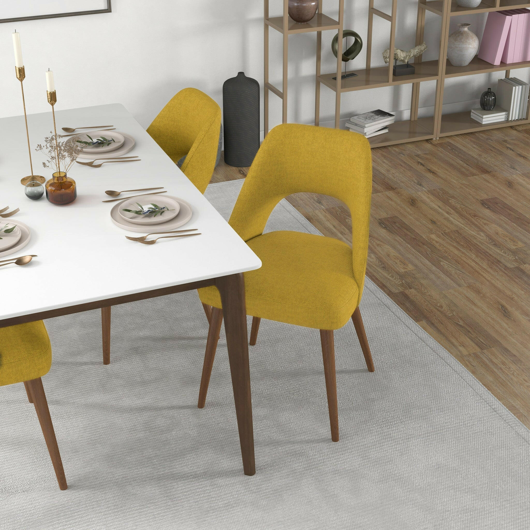 Juliana Mid Century Modern Yellow Fabric Dining Chair (Set Of 2).