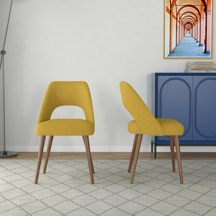 Juliana Mid Century Modern Yellow Fabric Dining Chair (Set Of 2).