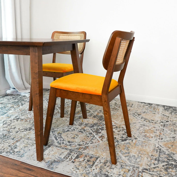 Kaden Orange Velvet Dining Chair (Set Of 2).