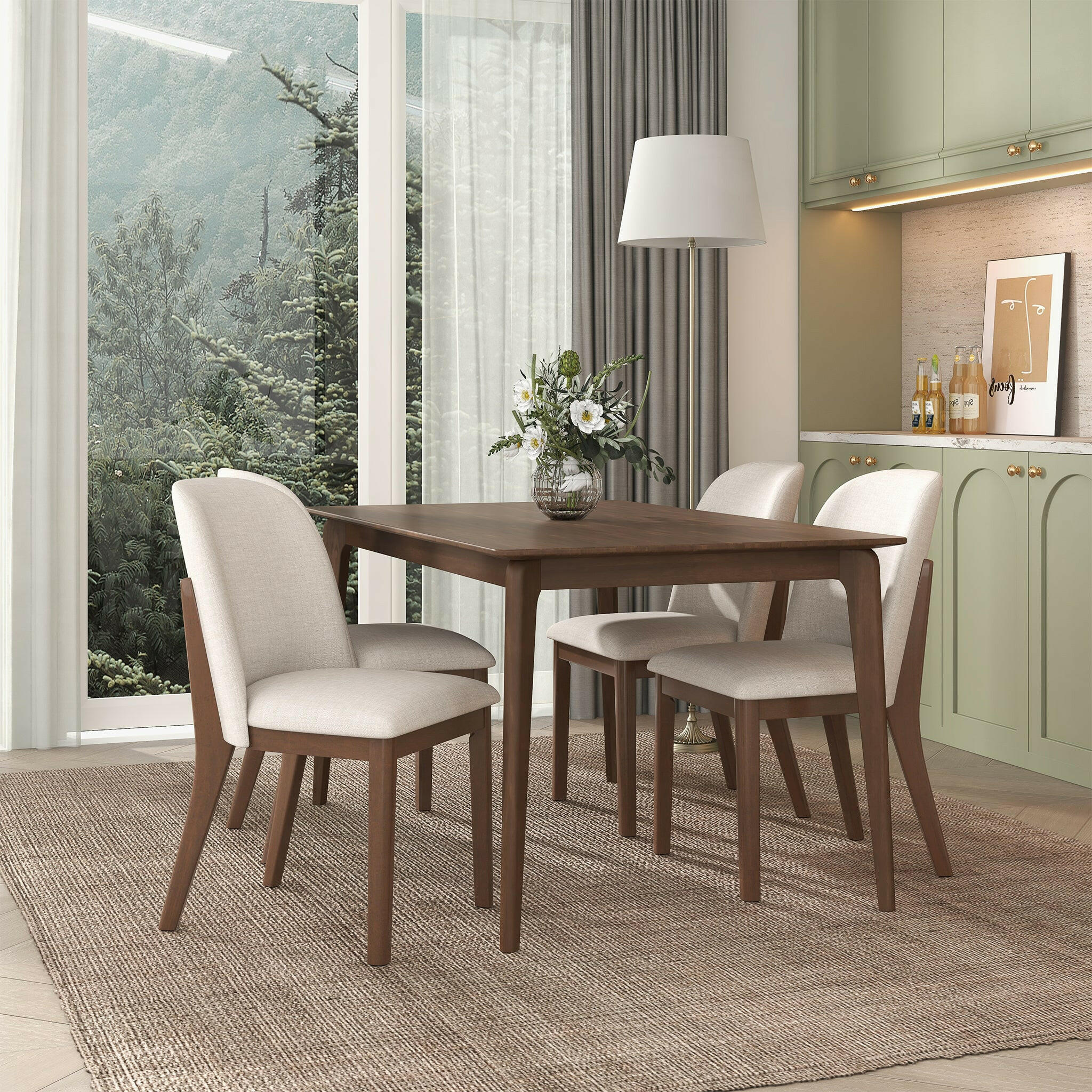 Kaitlyn Beige Linen Dining Chair Set Of 2.