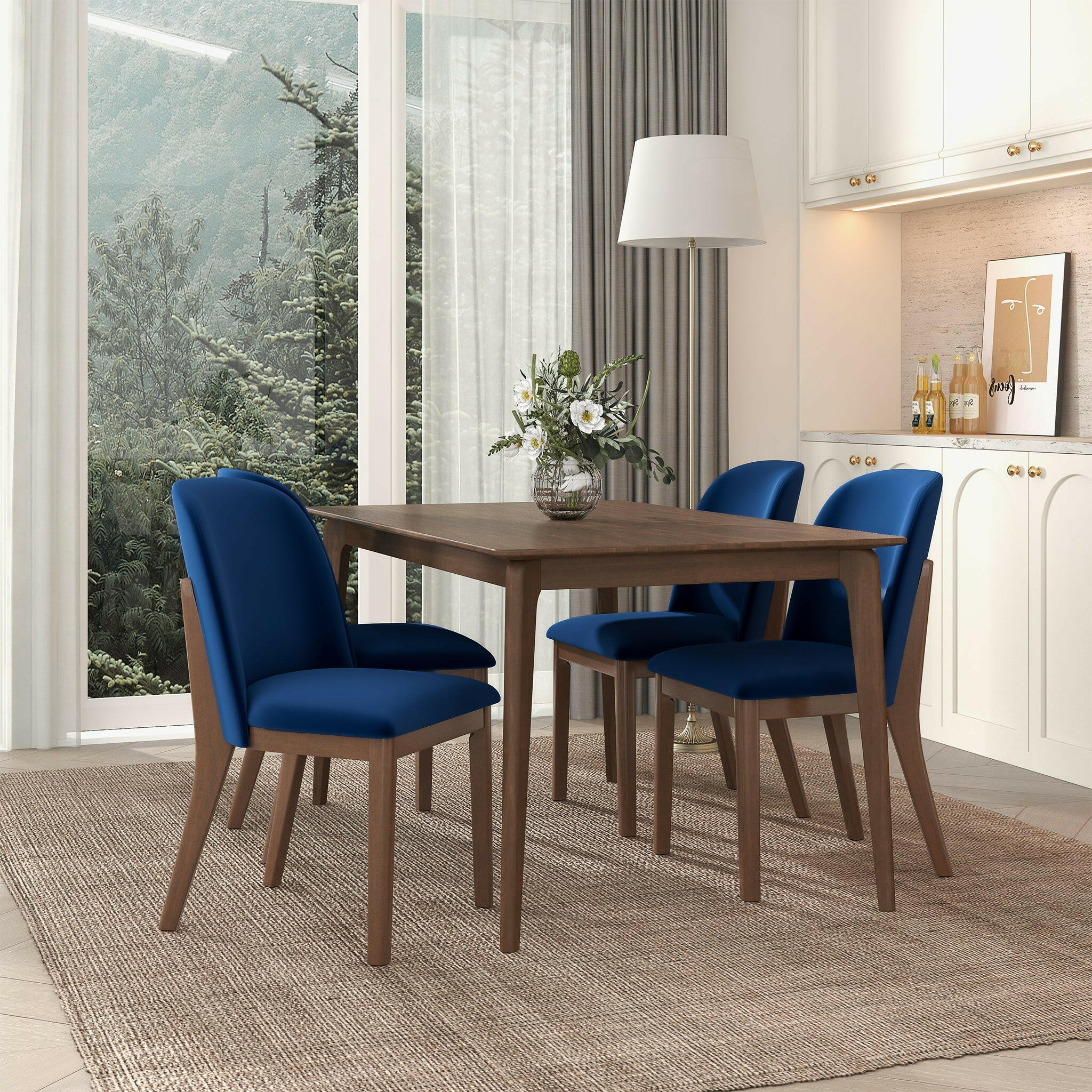 Kaitlyn Navy Blue Velvet Dining Chair (Set Of 2).