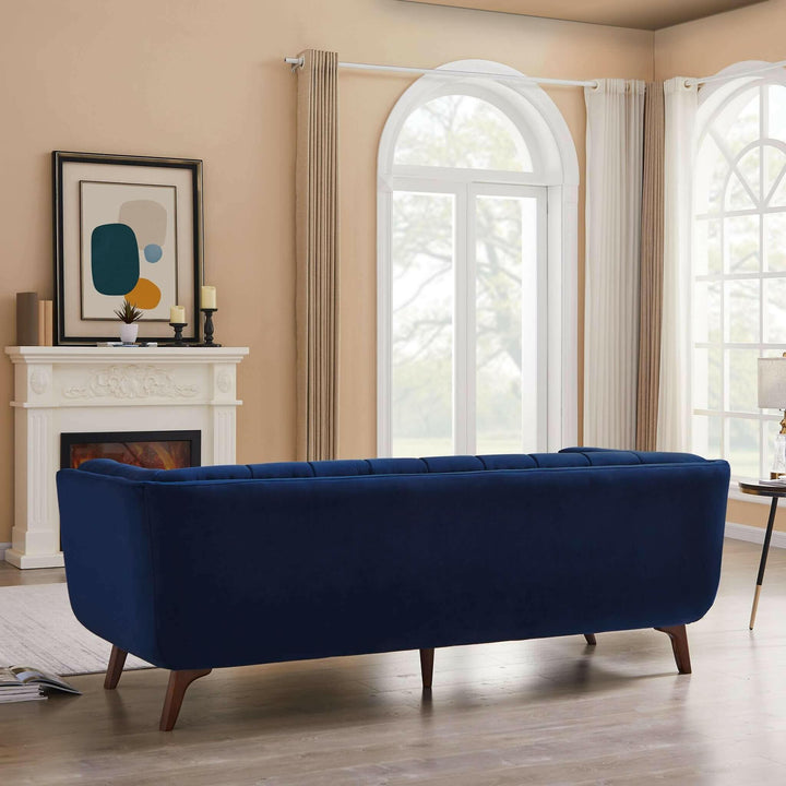 Addison Large Navy-Blue Velvet Sofa.