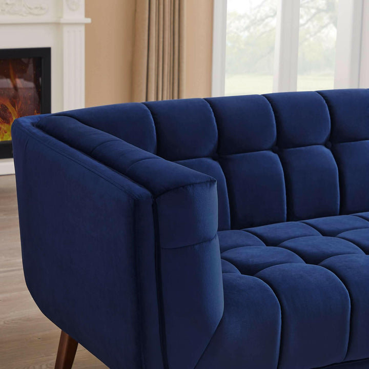 Addison Large Navy-Blue Velvet Sofa.