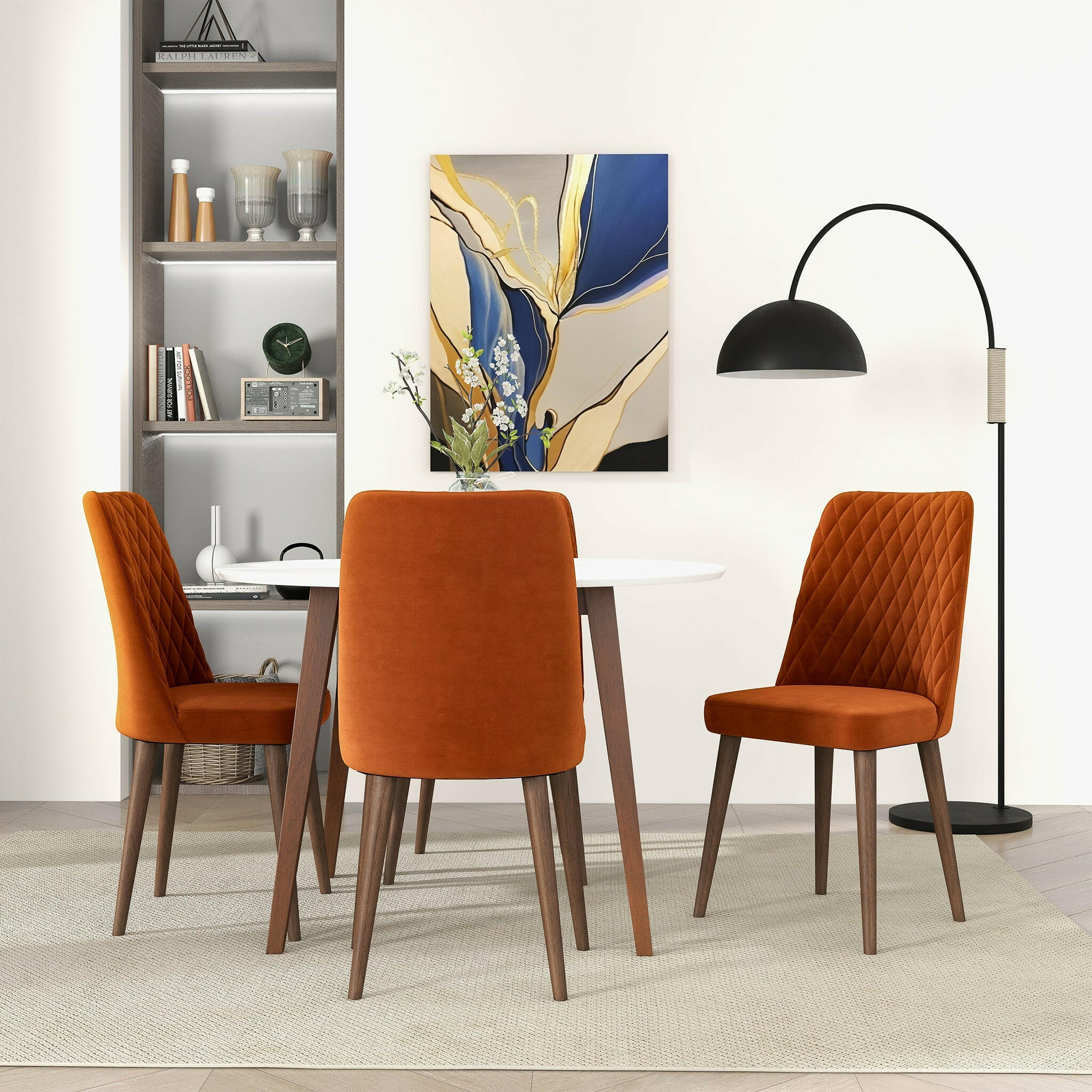 Katie Burnt Orange Velvet Dining Chair (Set Of 2).