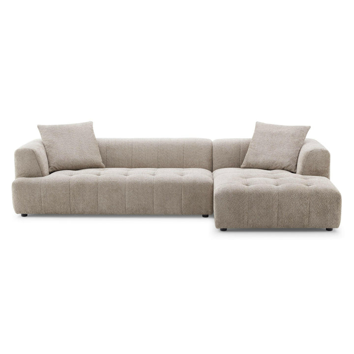 Kaynes Right Sectional Mocha Boucle Sofa.