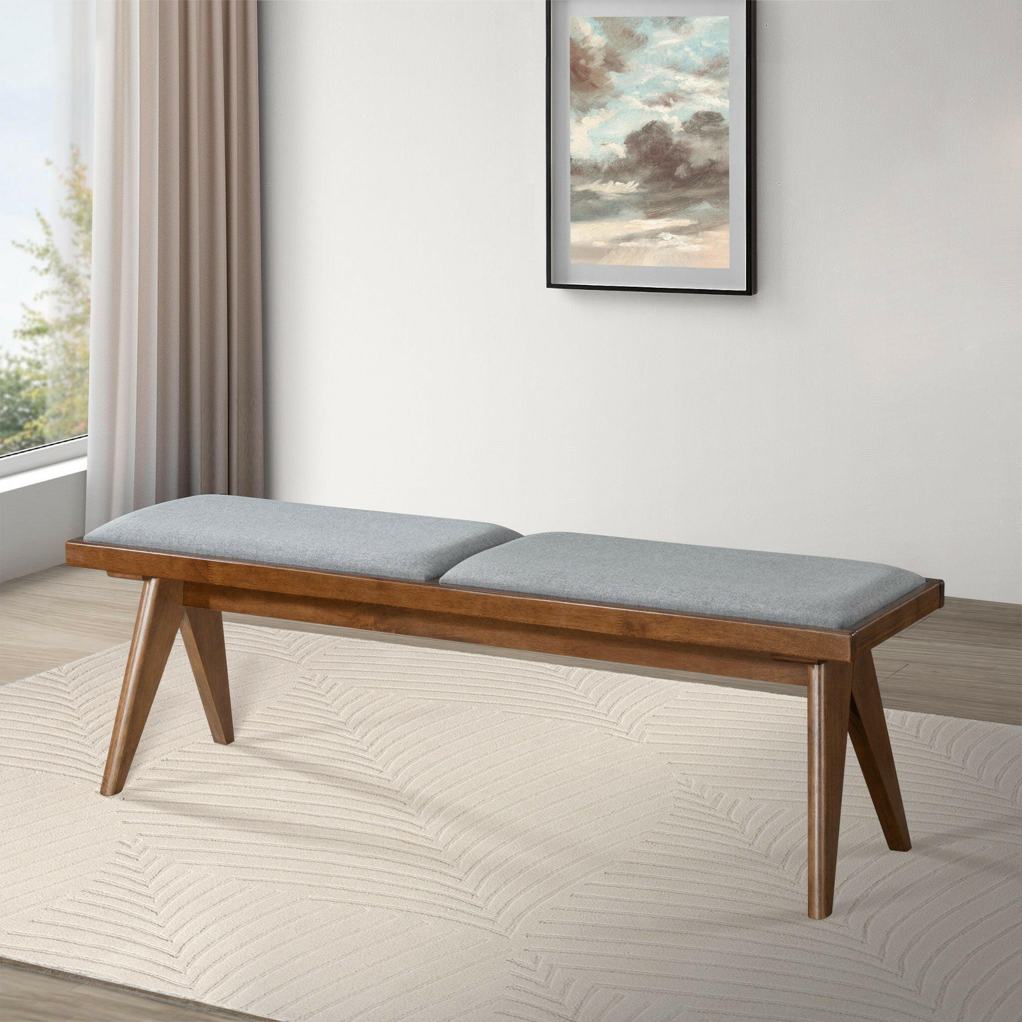 Keira Bench (Grey Fabric).