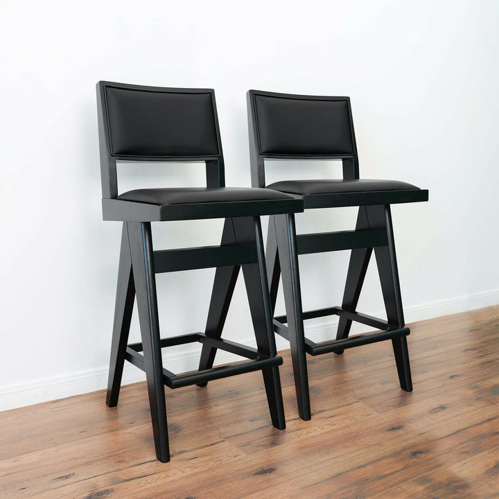 Keira Black PU Bar Stool (Set of 2).