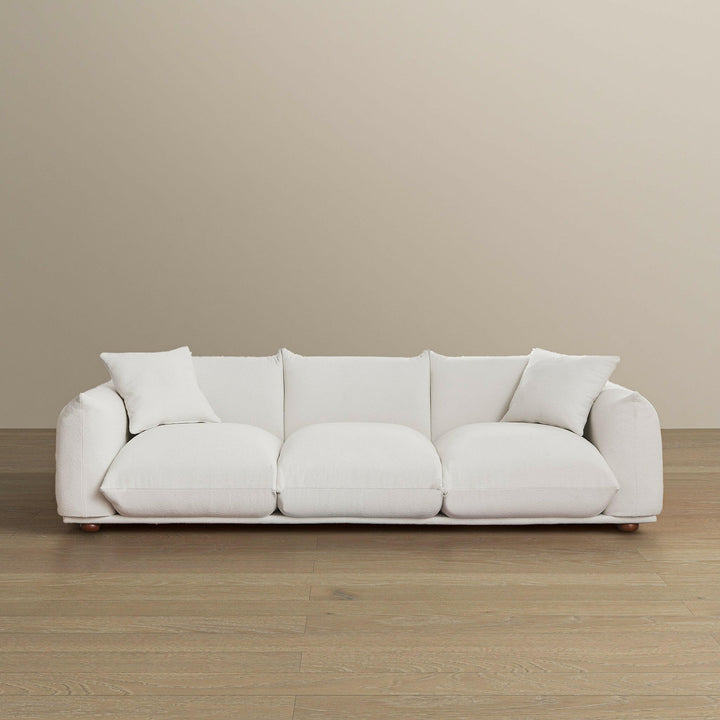 Kelly 100" Cream Boucle Upholstered Sofa.