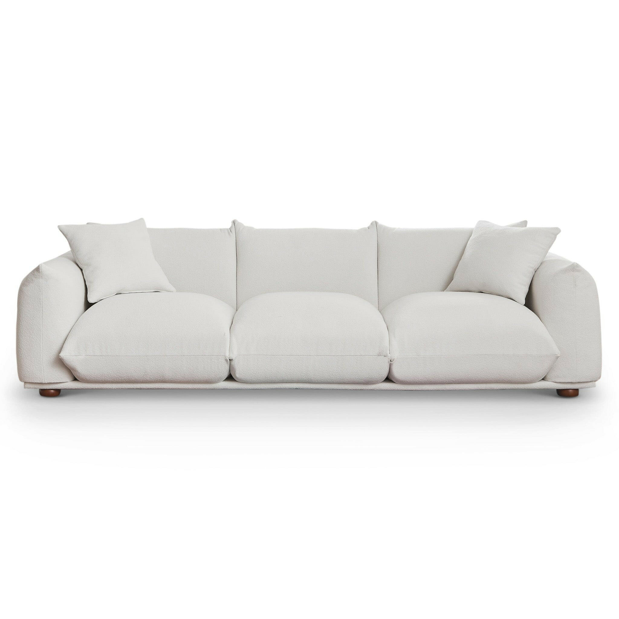 Kelly 100" Cream Boucle Upholstered Sofa.