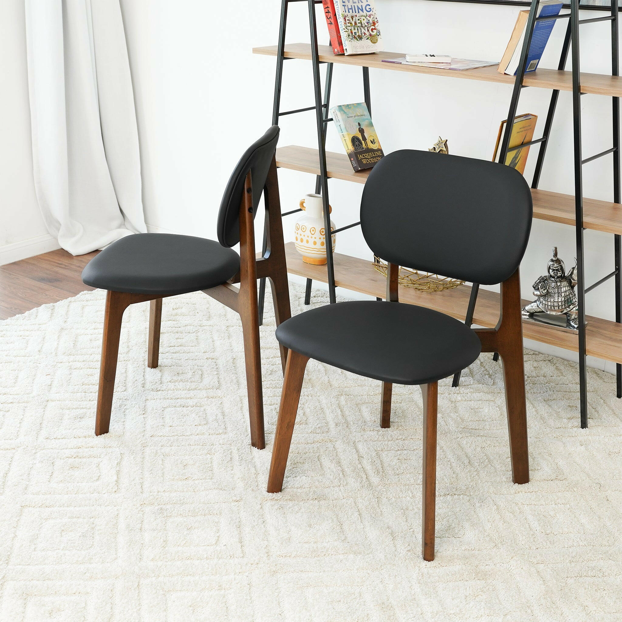 Kelsey Black Vegan Leather Dining Chair (Set Of 2).