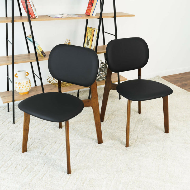 Kelsey Black Vegan Leather Dining Chair (Set Of 2).