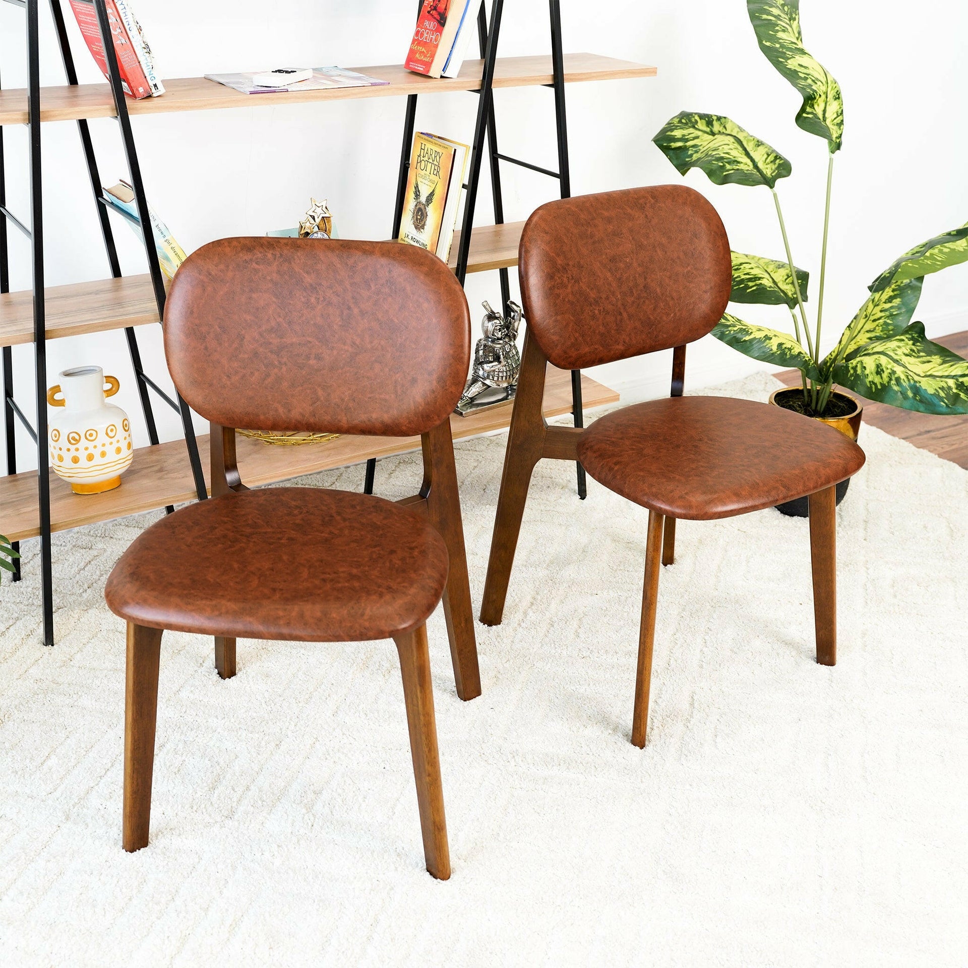 Kelsey Brown Vegan Leather Dining Chair (Set Of 2).