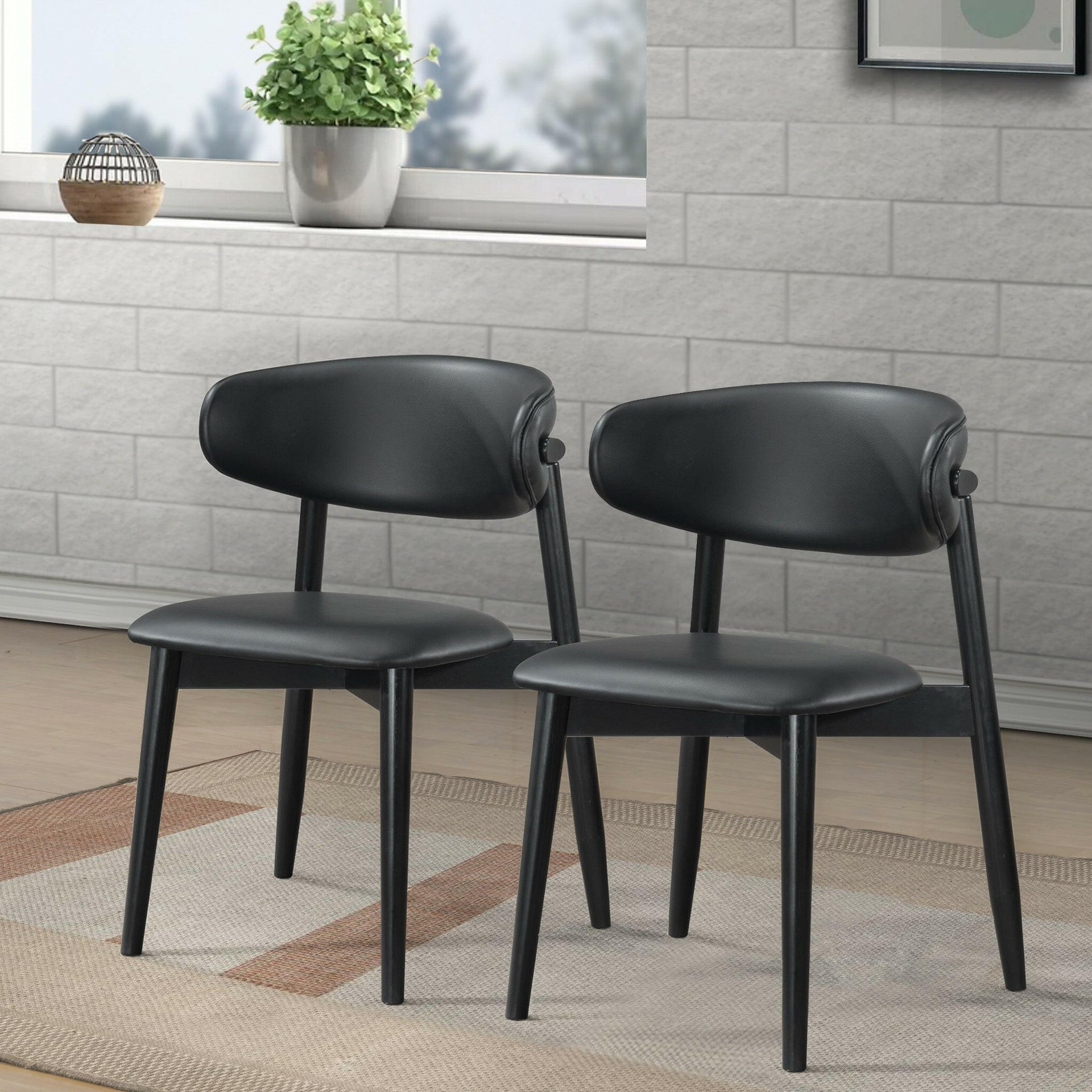 Korbin Black Vegan Leather Dining Chair (Set Of 2).