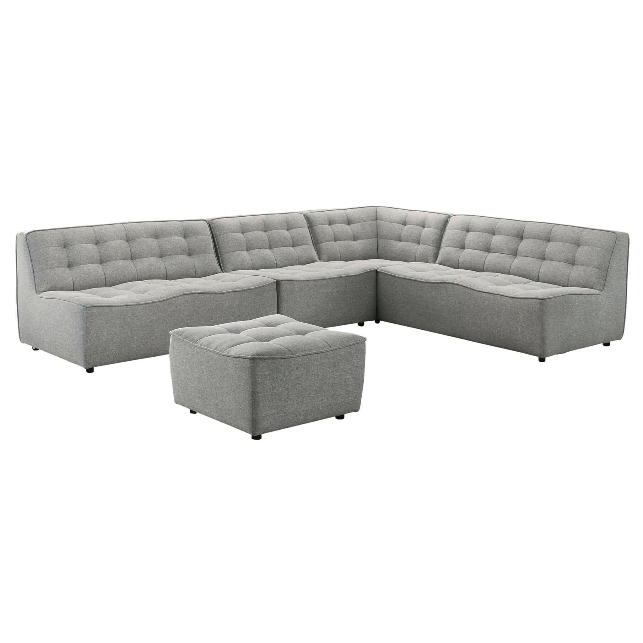 Selen Light Grey Linen Corner Sectional Sofa.