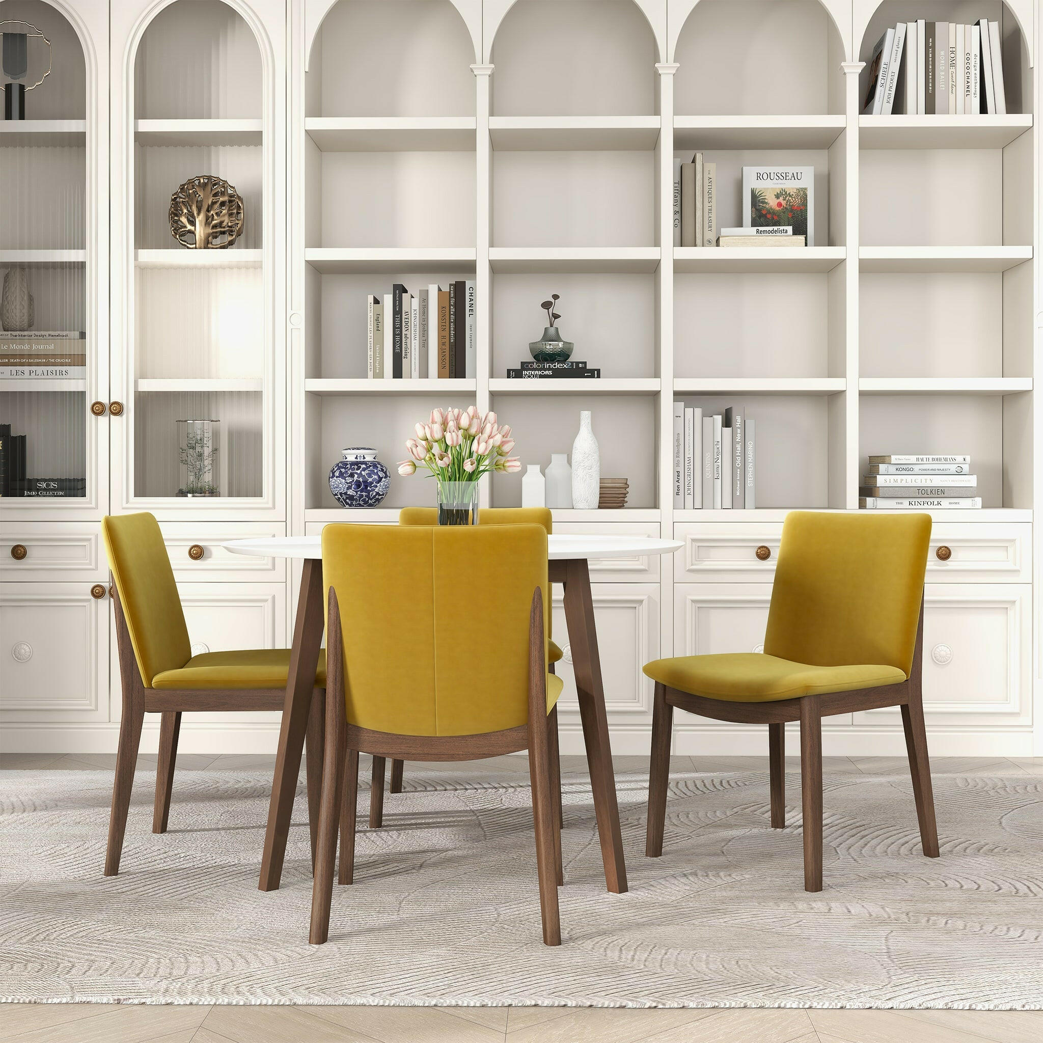 Laura Gold Velvet Solid Wood Dining Chair (Set Of 2).